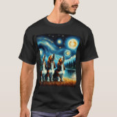 Starry Night Three Basset Hounds Howling Howling a T-Shirt (Vorderseite)