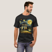 Starry Night Three Goat Howling auf dem Mond Farm T-Shirt (Vorne ganz)