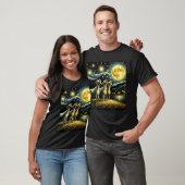 Starry Night Three Goat Howling auf dem Mond Farm T-Shirt (Unisex)