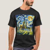 Starry Night Three Horses Howling at Moon Van T-Shirt (Vorderseite)