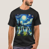 Starry Night Three Maltese Howling at Moon Dog T-Shirt (Vorderseite)