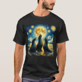 Starry Night Three Siegels Howling at Moon Van Gog T-Shirt (Vorderseite)