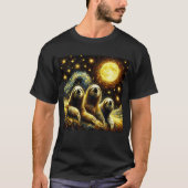 Starry Night Three Sloths Howling am Moon Van T-Shirt (Vorderseite)