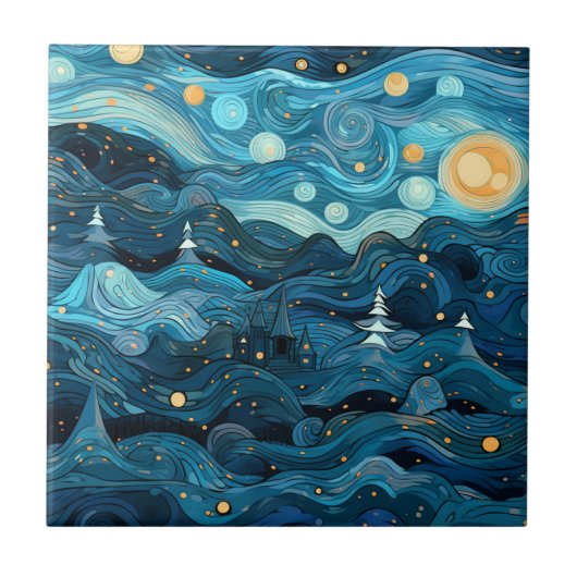 Starry Night Tile Fliese (Vorderseite)
