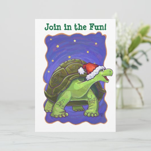 Starry Night Tortoise Weihnachten Einladung (Stehend Vorderseite)