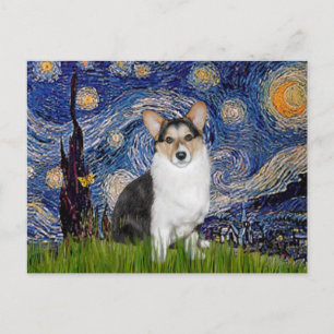 Starry Night - Tri Color Welsh Corgi 10 Postkarte