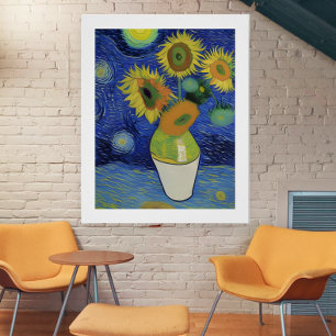 Starry Night trifft Sonnenblumen von Ricaso Poster