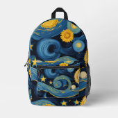 Starry Night trifft Sunflowers Van Gogh Mashup Bedruckter Rucksack (Vorderseite)