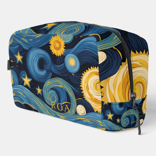 Starry Night trifft Sunflowers Van Gogh Mashup Waschbeutel (Rechte Ecke)