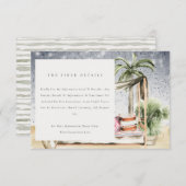 Starry Night Tropical Palm Cabana Hochzeitsdetails Begleitkarte (Vorne/Hinten)