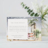 Starry Night Tropical Palm Cabana Hochzeitsdetails Begleitkarte (Stehend Vorderseite)