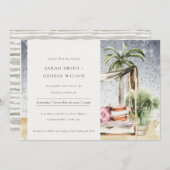 Starry Night Tropical Palm Cabana Wedite Einladung (Vorne/Hinten)