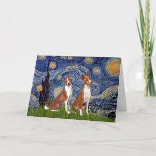Starry Night - two Basenji's Feiertagskarte