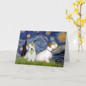Starry Night - Two Sealyham Terriers Karte (Gelbe Blume)