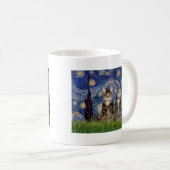 Starry Night - Two Tabby Tiger Cats Kaffeetasse (VorderseiteRechts)