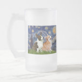 Starry Night - Two Welsh Corgis (C + P) Mattglas Bierglas (Links)