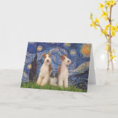 Starry Night - Two Wire Fox Terriers Karte (Gelbe Blume)