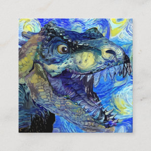 Starry Night Tyrannosaurus Rex Dinosaurier Templat Quadratische Visitenkarte