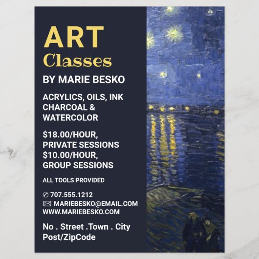 Starry Night über der Rhone, Art Classes Flyer (Vorne)