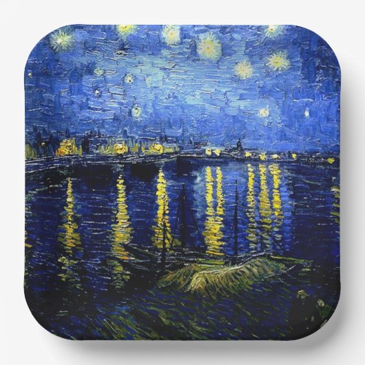 Starry Night über der Rhone, Pappteller (Vorderseite)