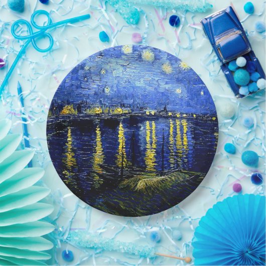 Starry Night über der Rhone, van Gogh Meisterwerk Pappteller (Party)