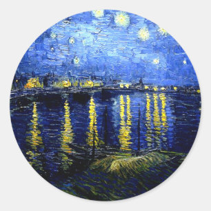 Starry Night über die Rhone von van Gogh Runder Aufkleber
