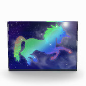 Starry Night Unicorn Flight | Fantasy Art Fotoblock (Vorderseite)