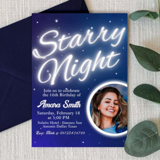 Starry Night - Unter den Sternen mit Foto Einladung