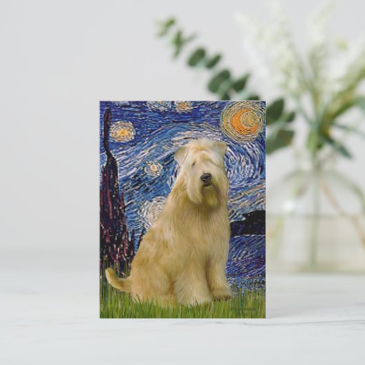 Starry Night (V) - Wheaten Terrier Postkarte (Stehend Vorderseite)