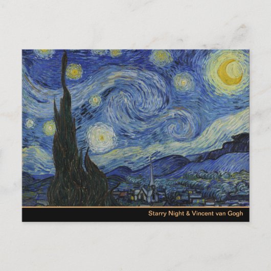 Starry Night & Van Gogh /berühmte Vintage Kunst Postkarte (Vorderseite)