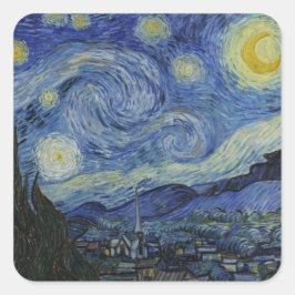Starry Night & Van Gogh /berühmte Vintage Kunst Quadratischer Aufkleber