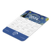 Starry Night Van Gogh Business Logo 2024 Kalender Magnet (Linke Seite)