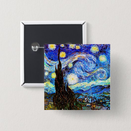 Starry Night Van Gogh Fine Art Button (Vorne & Hinten)