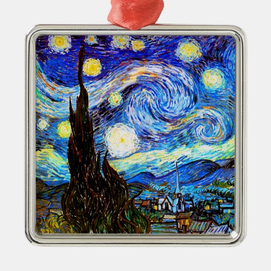 Starry Night Van Gogh Fine Art Silbernes Ornament (Vorne)