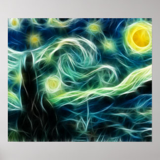 Starry Night Van Gogh Fraktal Art Poster