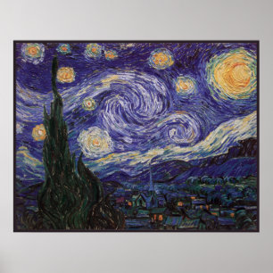 Starry Night, Van Gogh Französisch Stadt Saint Rem Poster