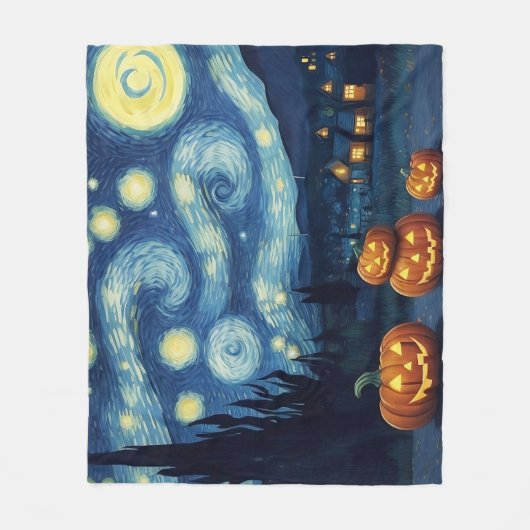Starry Night Van Gogh Halloween Fleecedecke (Vorderseite)