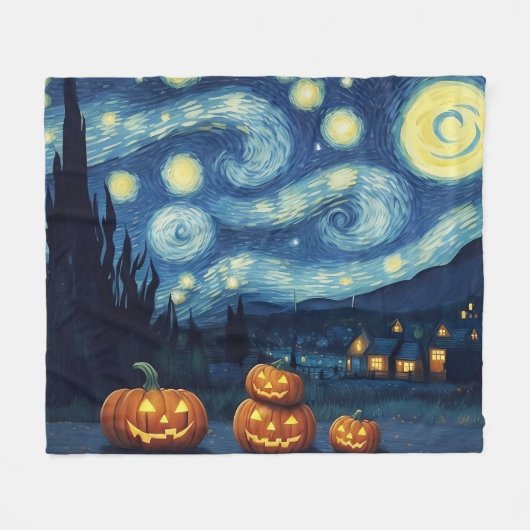 Starry Night Van Gogh Halloween Fleecedecke (Vorderseite (Horizontal))