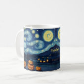 Starry Night Van Gogh Halloween Name Kaffeetasse (Vorderseite Links)