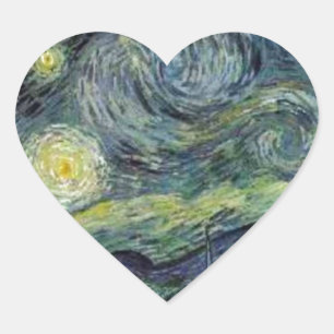 Starry Night - van Gogh Herz-Aufkleber