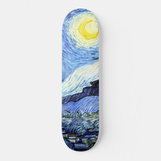 Starry Night Van Gogh Impressionismus Skateboard (Vorderseite)