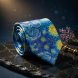 Starry Night Van Gogh Masterpiece Pattern Krawatte<br><div class="desc">Wear art history around your neck with this breathtaking necktie inspired by Vincent van Gogh’s legendary “The Starry Night”. The iconic swirling night sky in rich midnight blues, vibrant yellow crescent moon and twinkling stars, dramatic cypress tree silhouette and expressive brushstrokes are faithfully reproduced in a full-pattern design that captures...</div>