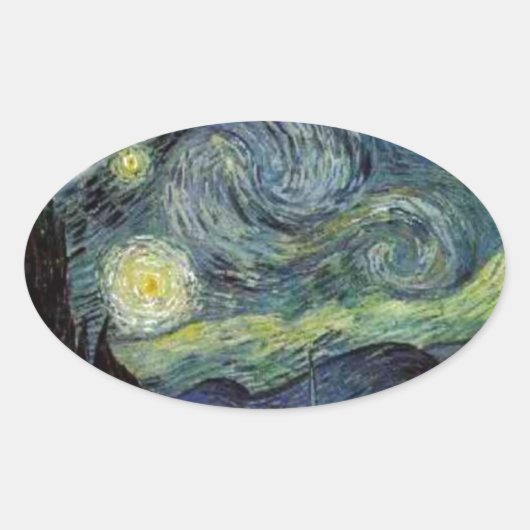 Starry Night - van Gogh Ovaler Aufkleber (Vorderseite)