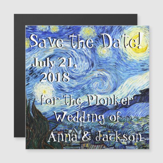 Starry Night Van Gogh Rett Date Magnet Card (Vorne/Hinten)