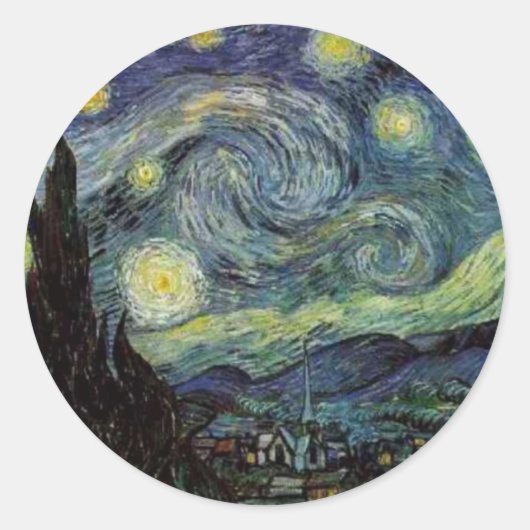 Starry Night - van Gogh Runder Aufkleber (Vorderseite)