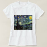 Starry Night - van Gogh T-Shirt<br><div class="desc">Von der Nackenleuchte des Bergarbeiters bis zu der, die er auf seinem Fenstersill nach der Szene mit Gauguin platzierte; vom Abend-Stern, den er 1875 in Corot Olive Orchard feststellte, bis hin zu dem Brief, den er seinem Bruder im August 1888 schrieb, in dem er sagte: "Irgendwann werden Sie ein Bild...</div>