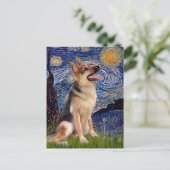 Starry Night (Vert) - German Shepherd 1 Postkarte (Stehend Vorderseite)