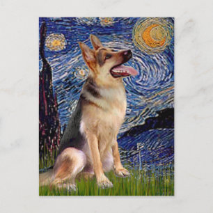 Starry Night (Vert) - German Shepherd 1 Postkarte