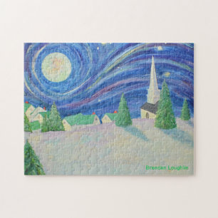 Starry Night Village by Brendan Loughlin Puzzle