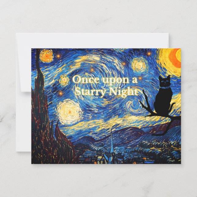 Starry Night Vincent van Gogh Cat Grußkarte Dankeskarte (Vorderseite)